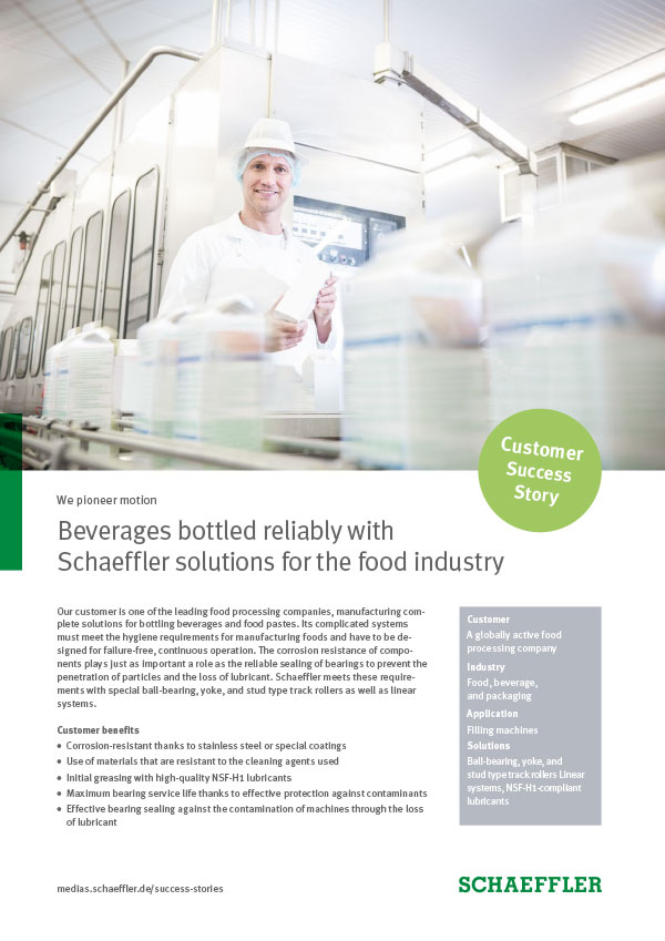 Beverages bottled reliably with Schaeffler solutions for the food